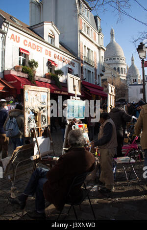 Place du Tertre butte Montmartre pres du Sacre coeur Foto Stock