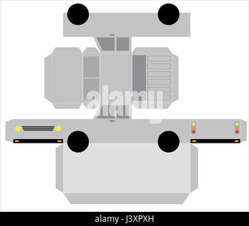 Carrello semplice modello di carta su sfondo bianco Illustrazione Vettoriale