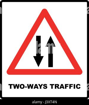 Illustrazione Vettoriale di triangolo segno di traffico a due vie Illustrazione Vettoriale