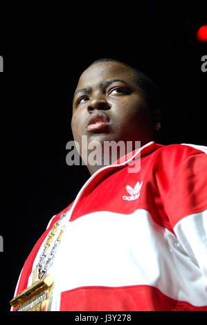 Sean Kingston in esecuzione al Amphitheatre di Gibson in città universale, CA. Foto Stock