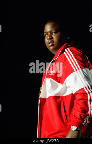 Sean Kingston in esecuzione al Amphitheatre di Gibson in città universale, CA. Foto Stock