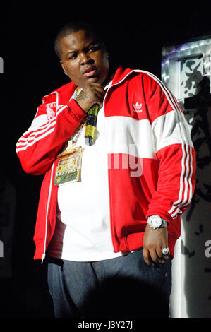 Sean Kingston in esecuzione al Amphitheatre di Gibson in città universale, CA. Foto Stock