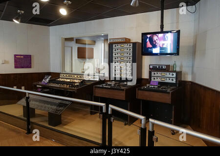 Sala di controllo presso lo Studio in Stax Museo della Musica Soul Americana, Memphis Foto Stock