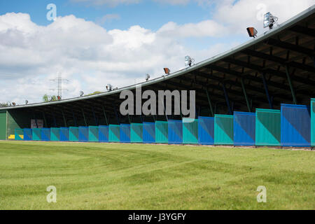 Vista generale della vecchia St Mellons golf driving range a Cardiff, nel Galles, UK. Foto Stock