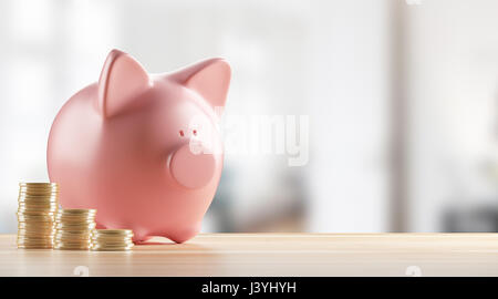 Rosa salvadanaio o casella di denaro Foto Stock