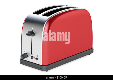 Tostapane rosso, 3D rendering isolati su sfondo bianco Foto Stock