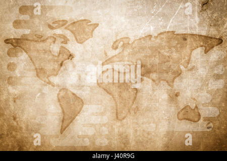 Mappa mondo testurizzato fumetto illustrazione piatta Foto Stock