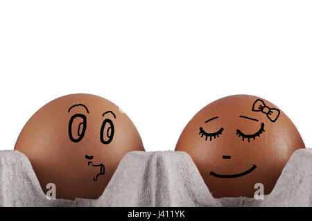 La calma e il divertimento di stile di espressione con caratteri di uovo Foto Stock