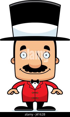 Un cartoon ringmaster uomo sorridente. Illustrazione Vettoriale