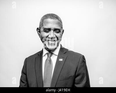 Il presidente Obama lookalike Reginald marrone da Stati Uniti, durante la sua visita a Hong Kong. Egli è la più iconica lookalike del Presidente Barack Obama. Foto Stock