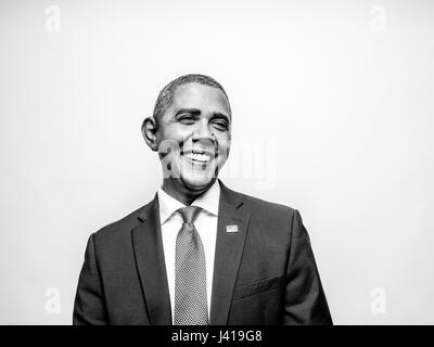 Il presidente Obama lookalike Reginald marrone da Stati Uniti, durante la sua visita a Hong Kong. Egli è la più iconica lookalike del Presidente Barack Obama. Foto Stock