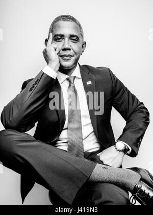 Il presidente Obama lookalike Reginald marrone da Stati Uniti, durante la sua visita a Hong Kong. Egli è la più iconica lookalike del Presidente Barack Obama. Foto Stock