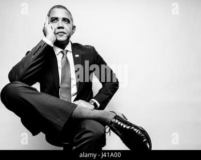 Il presidente Obama lookalike Reginald marrone da Stati Uniti, durante la sua visita a Hong Kong. Egli è la più iconica lookalike del Presidente Barack Obama. Foto Stock