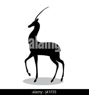 Antelope mammifero nero animale silhouette Illustrazione Vettoriale