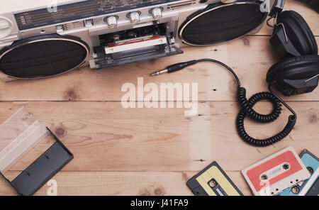 Retrò deck a cassetta di musica la testata Foto Stock