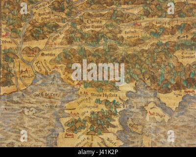 Mappa di Trieste 1600 Foto Stock