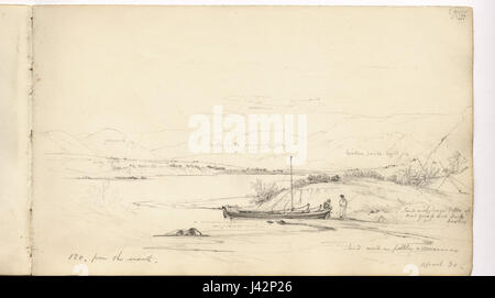 Questa immagine raffigura il fiume Santa Cruz, situato a 120 km dalla sua foce. Mette in evidenza le caratteristiche geografiche della regione e offre un'istantanea del contesto ambientale del fiume. Foto Stock