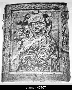 L'opera d'arte intitolata "Likhauri Theotokos" di Kondakov, creata nel 1890, probabilmente ritrae la Theotokos, un'immagine venerata della Vergine Maria, in stile bizantino o ortodosso orientale, che mostra iconografia religiosa. Foto Stock