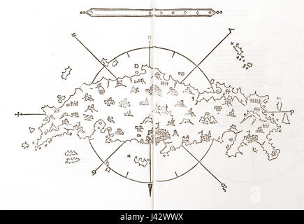Mappa di Creta Sonetti Bartolommeo Dalli 1485 Foto Stock