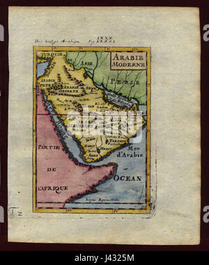 Questa mappa del 1719 mostra la penisola araba, raffigurante la sua struttura geografica e i confini politici dell'epoca, sulla base della conoscenza contemporanea della regione. Foto Stock