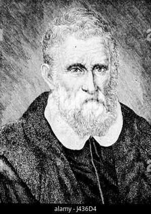 Questo è un ritratto di Marco Polo, l'esploratore veneziano famoso per i suoi viaggi in Asia, in particolare per il suo viaggio lungo la via della seta. Le sue spedizioni portarono la conoscenza dell'Asia in Europa nel XIII secolo. Foto Stock