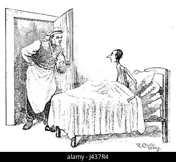 Pagina 079 di "le avventure di Pinocchio" mostra un momento iconico del romanzo italiano per bambini, che illustra una scena chiave con Pinocchio e le sue avventure. Foto Stock