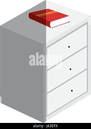 Comodino con cassetti e libri Illustrazione Vettoriale