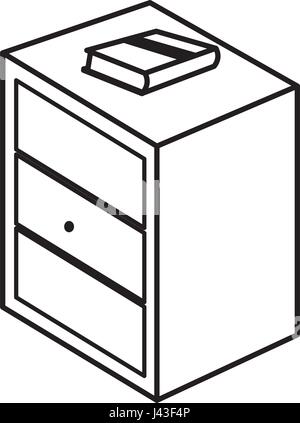 Comodino con cassetti e libri Illustrazione Vettoriale