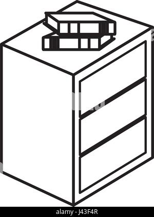 Comodino con cassetti e libri Illustrazione Vettoriale