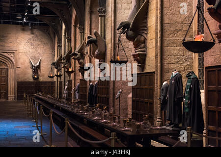 Il grande salone, di Harry Potter, Warner Bros Tour dello studio, Leavesden, Londra Foto Stock