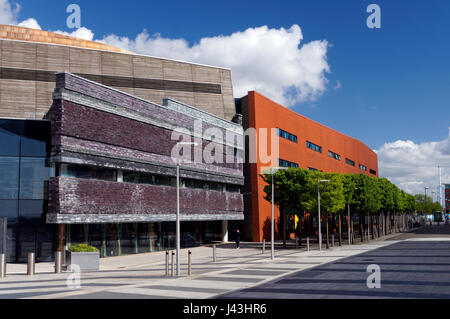 Vista laterale del Millennium Centre Cardiff Bay, Wales, Regno Unito. Foto Stock