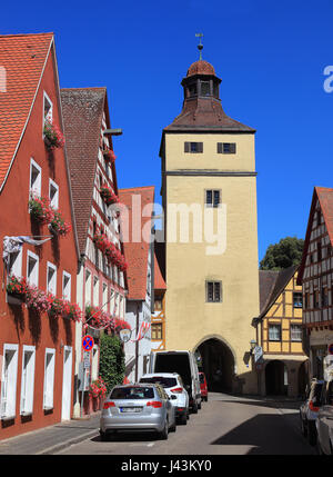 Cancello Ellinger Tor, Weissenburg in Bayern, una città in Media Franconia, Baviera, Germania Foto Stock