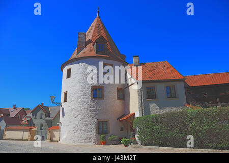 Torre Scheibleinsturm, 1376, Weissenburg in Bayern, una città in Media Franconia, Baviera, Germania Foto Stock