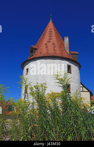 Torre Scheibleinsturm, 1376, Weissenburg in Bayern, una città in Media Franconia, Baviera, Germania Foto Stock