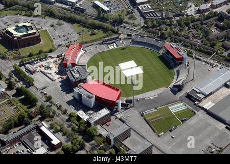 Vista aerea di Old Trafford cricket ground, Manchester, Regno Unito Foto Stock