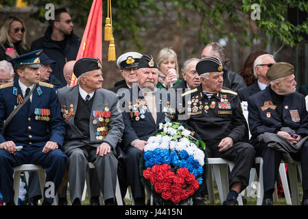 Londra, 9 maggio 2017, Russo vetrans presso il Memoriale Sovietico di Londra, atto di ricordo marcatura 72anniversario della vittoria degli Alleati sul fascismo Credito: Ian Davidson/Alamy Live News Foto Stock