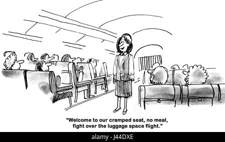 Business cartoon raffigurante il terribile servizio clienti del settore delle compagnie aeree. Foto Stock