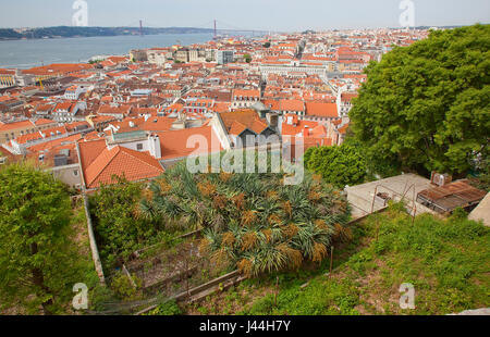 Il Portogallo, Estremadura, Lisbona, vista sul quartiere di Baixa da Castelo de Sao Jorge. Foto Stock