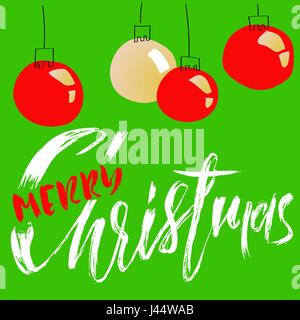 Buon Natale handdrawn calligrafica e caratteri tipografici. Moderno manoscritta pennello asciutto l'iscrizione. Grunge holiday card Illustrazione Vettoriale