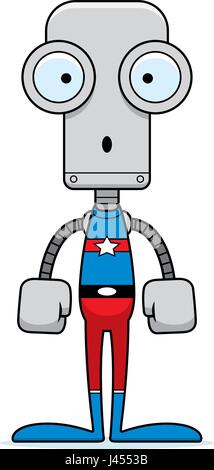 Un supereroe dei cartoni animati robot cercando sorpreso. Illustrazione Vettoriale