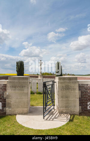 British cimitero militare di Rancourt sul campo di battaglia di somme del nord della Francia Foto Stock