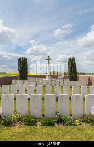 British cimitero militare di Rancourt sul campo di battaglia di somme del nord della Francia Foto Stock