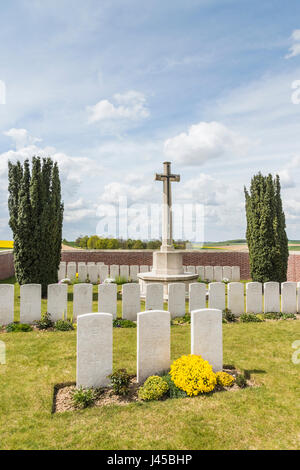 British cimitero militare di Rancourt sul campo di battaglia di somme del nord della Francia Foto Stock