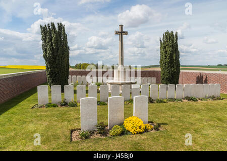 British cimitero militare di Rancourt sul campo di battaglia di somme del nord della Francia Foto Stock