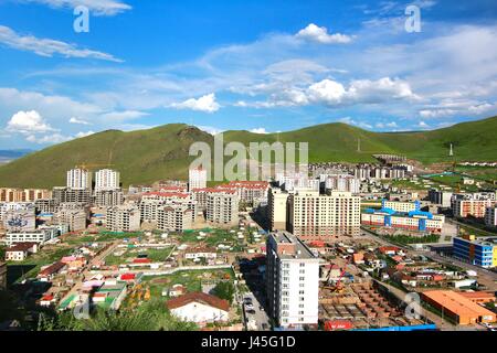 La vista panoramica di tutta la città di Ulaanbaatar, in Mongolia Foto Stock