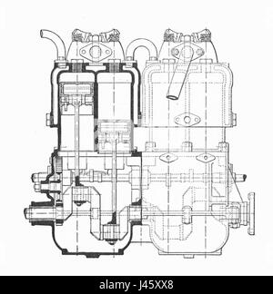 Napier benzina motore barca, sezione laterale (Rankin Kennedy, motori moderni, vol III) Foto Stock