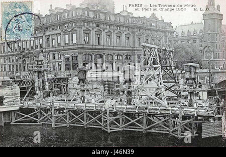 Paris Les travaux du metro au pont au Change 1906 Foto Stock