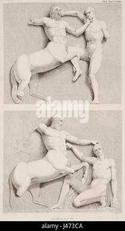 Le Metope dal lato sud del Partenone Centauromachy (3) Stuart James & Revett Nicholas 1816 Foto Stock