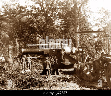 WW1 - Battaglia di Albert, Francia - 15 pollici obice in azione - Luglio 1916 Foto Stock