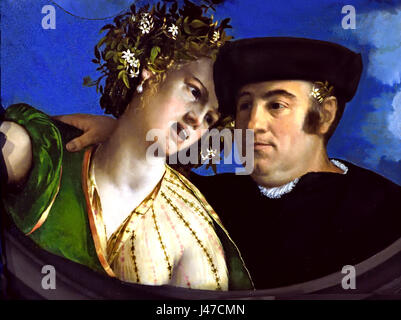 Un uomo che abbraccia una donna, 1524 da Dossi Dosso, 1486-1542 Italia italiano del XVI secolo Foto Stock
